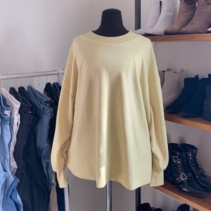 Ava & Viv Yellow Sweatshirt Crewneck Top | Long Sleeve | 1X